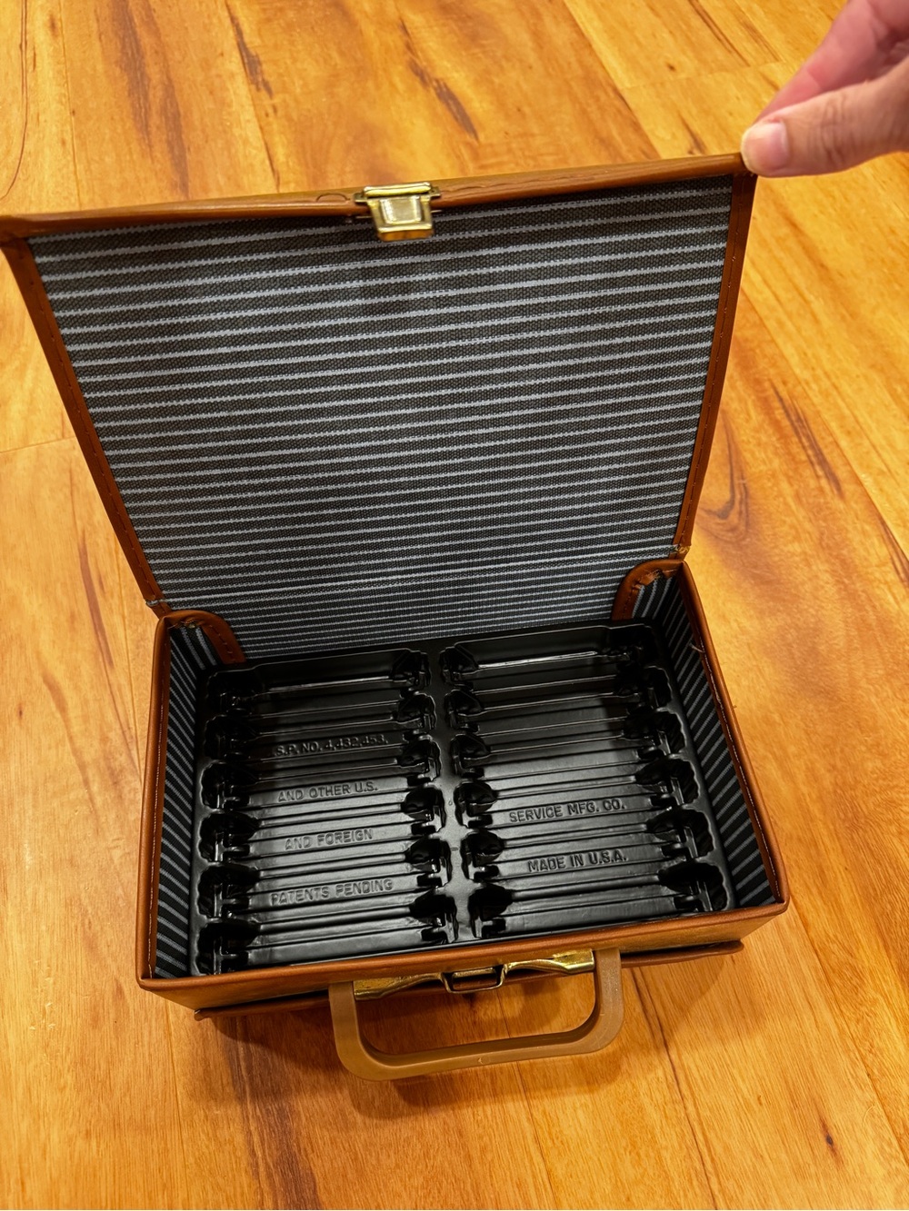Vintage Brown cassette Carry Case with Black Interior Organizer